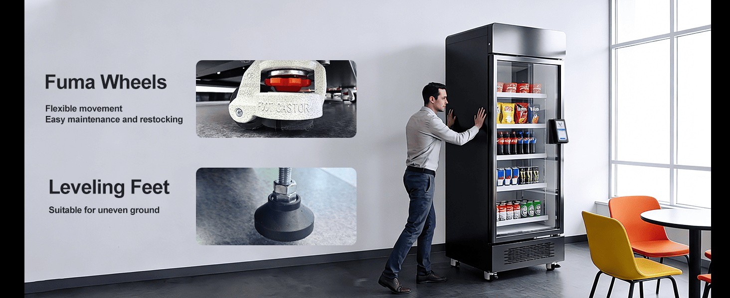 AFEN AI自動販売機のモビリティと安定性 商業スペースでの安定した展開を可能にする頑丈なFumaホイールを備えた産業グレードのモビリティ
